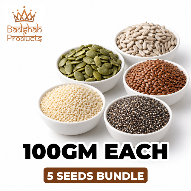 Badshah Products 5 Seeds Bundle - Pumpkin, Sunflower, Flax, Till, Chia (100GM Each)