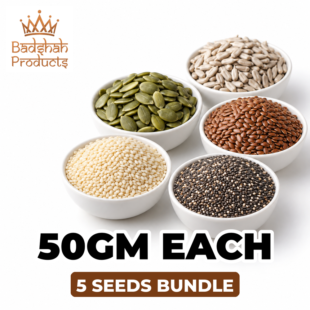 Badshah Products 5 Seeds Bundle - Pumpkin, Sunflower, Flax, Till, Chia (50GM Each)
